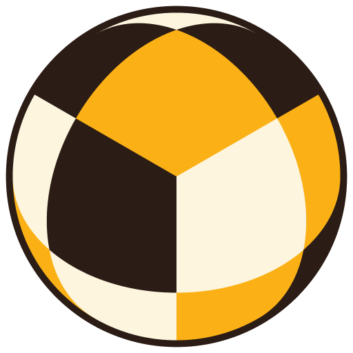 Stylized yellow, black, and cream ball featuring a geometric pattern, representing playful activity or sports. Relevant for discussions on games or recreation.